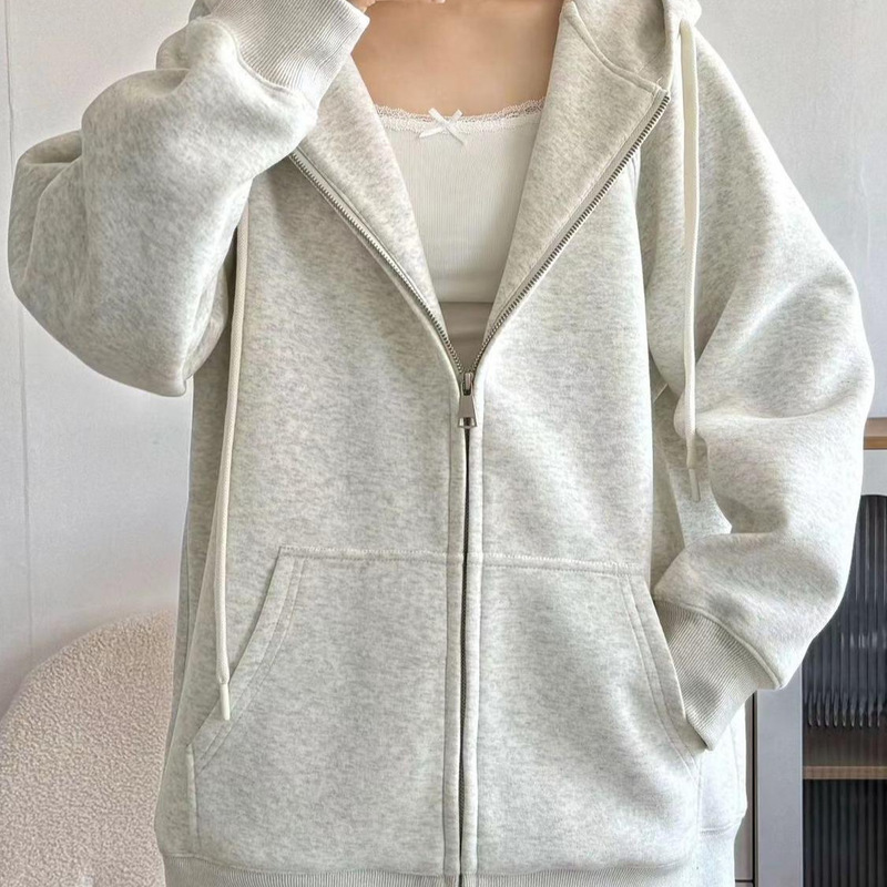 Stylish and fashionable cotton hooded sweatshirt for women, autumn oversized thin jacket, Hong Kong-style chic, loose and relaxed top Stylish and fashionable cotton hooded sweatshirt for women, autumn oversized thin jacket, Hong Kong-style chic, loose and relaxed top