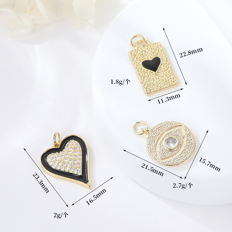 4g Weight Zircon Inlay Material 1 Piece Copper Zircon Devil'S Eye Heart Shape INS Style