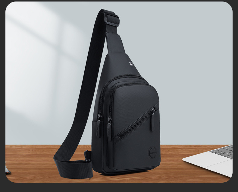New water-repellent leather film chest bag for men, large-capacity multi-layer adjustable shoulder strap crossbody bag for cross-border use undefined