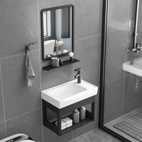 Small Balcony Sink Bathroom Vanity Wash Basin Simple Small Household Wall-mounted Face Basin Cabinet Combination