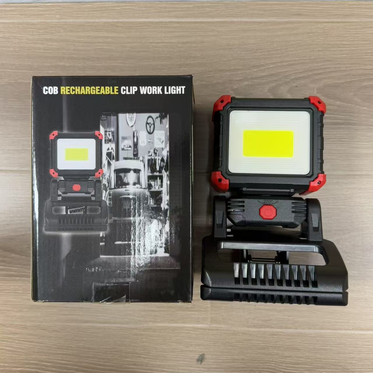 Cross-Border Ce+Rohs Rechargeable Cob Magnetic Clamp Work Light, Rotatable Portable Ultra-Bright Led Work Light
