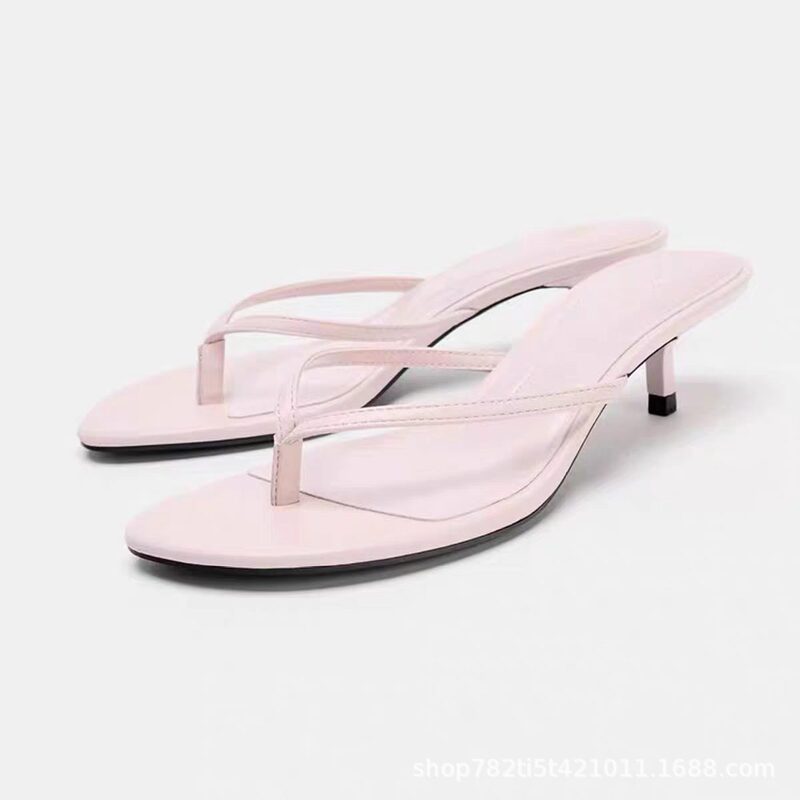 ZA2026 Summer New Round-Toe Open-Toe Clip-Toe Flip-Flops with Kitten Heel and Thin Heel for Outdoor Wear ZA2026 Summer New Round-Toe Open-Toe Clip-Toe Flip-Flops with Kitten Heel and Thin Heel for Outdoor Wear