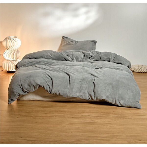 Solid color winter double-sided coral flannel duvet cover