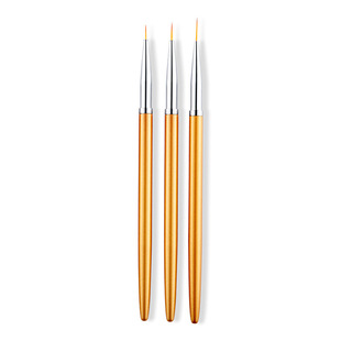 Gold Nail Art Line Pen Set of Three with Metal Rod for Professional Nail Art Line Drawing and Painting, Direct from the Factory