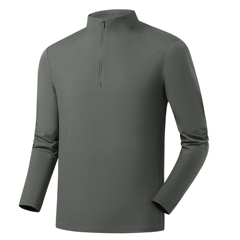 城市戶外運動衣半拉鏈立領長袖體T恤秋季男速干彈力透氣休閒上衣