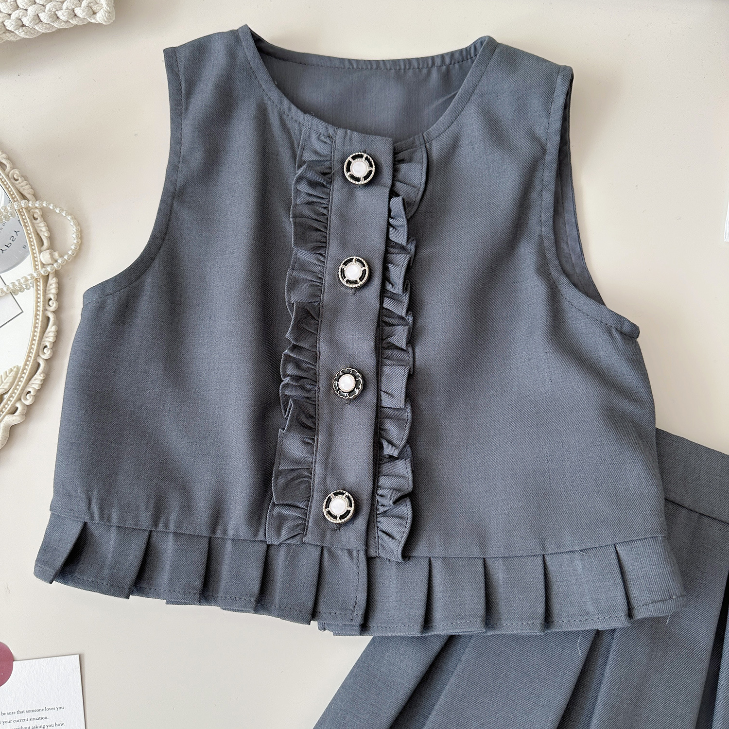 2024 Nuovo autunno coreano scuola media superiore stile gilet camicia gonna set 67650 per ragazze_voghion.com