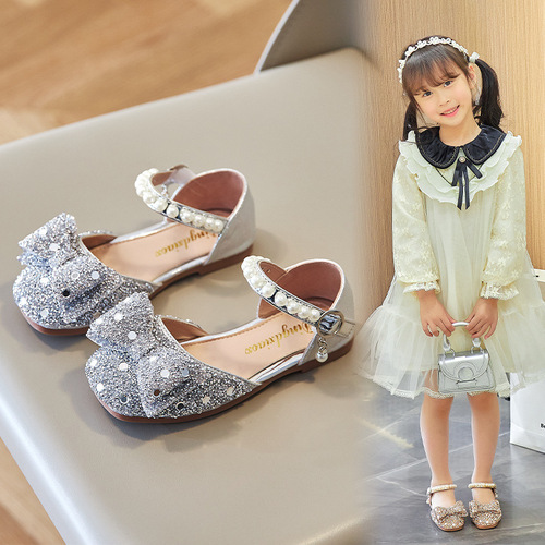 时尚女童公主鞋2024春夏新款韩版包公儿童半凉鞋女孩水钻包头鞋