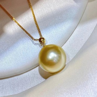 18K金海水金珍珠项链 南洋金珠Y字链肖邦链通勤基础款11-12mm-阿里巴巴