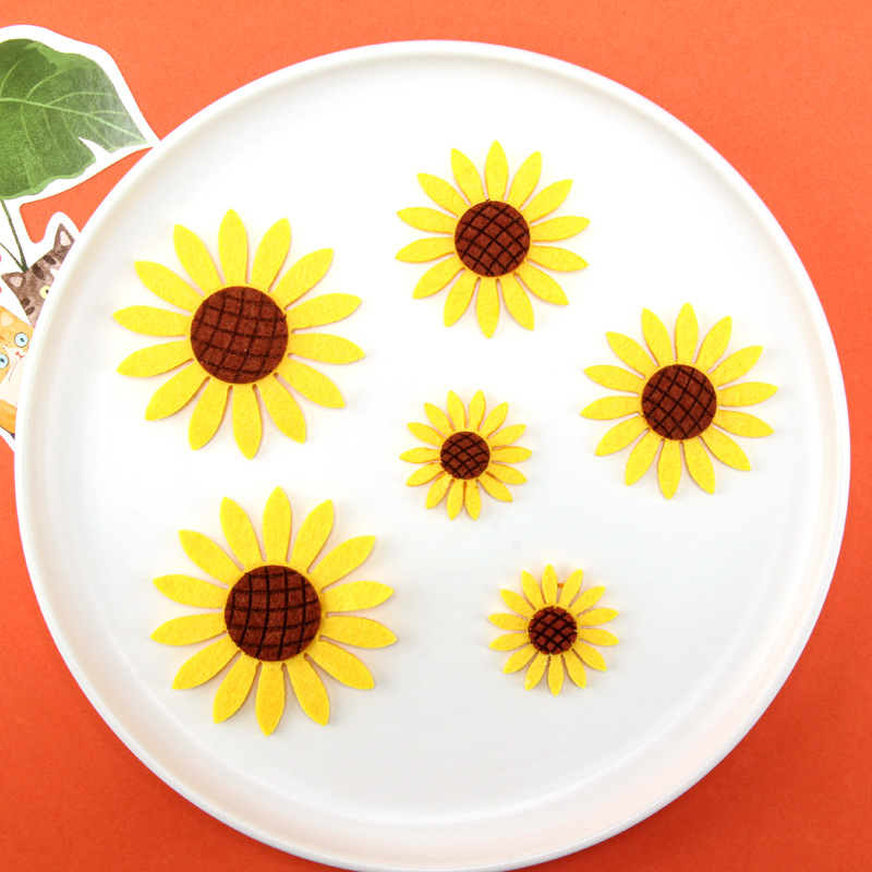 现货毛毡布向日葵发圈发夹饰品 葵花服装辅料 太阳花手工DIY配件