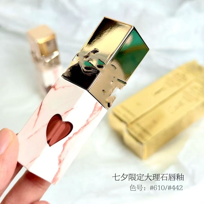 跨境大牌杨树林七夕限定爱心442口红圣家情人节大理石610唇釉|undefined