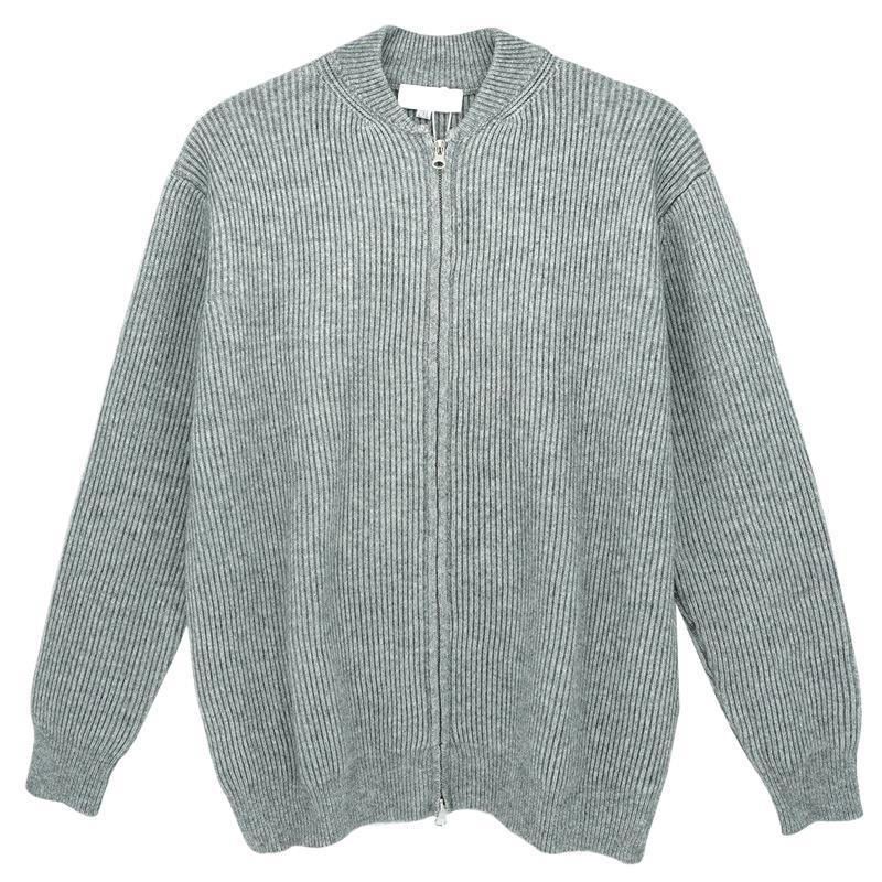 2023 otoño doble cremallera SLIM-Fit suéter de color sólido abrigo de los hombres de estilo coreano simple cuello de béisbol cardigan suéter moda