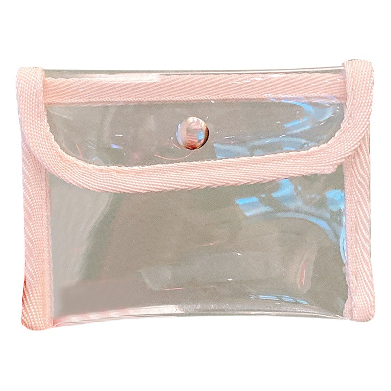 Artístico azul ins estilo japonés Snap botón bolsa de almacenamiento simple transparente PVC monedero estudiante multi-Mini bolsa de almacenamiento portátil