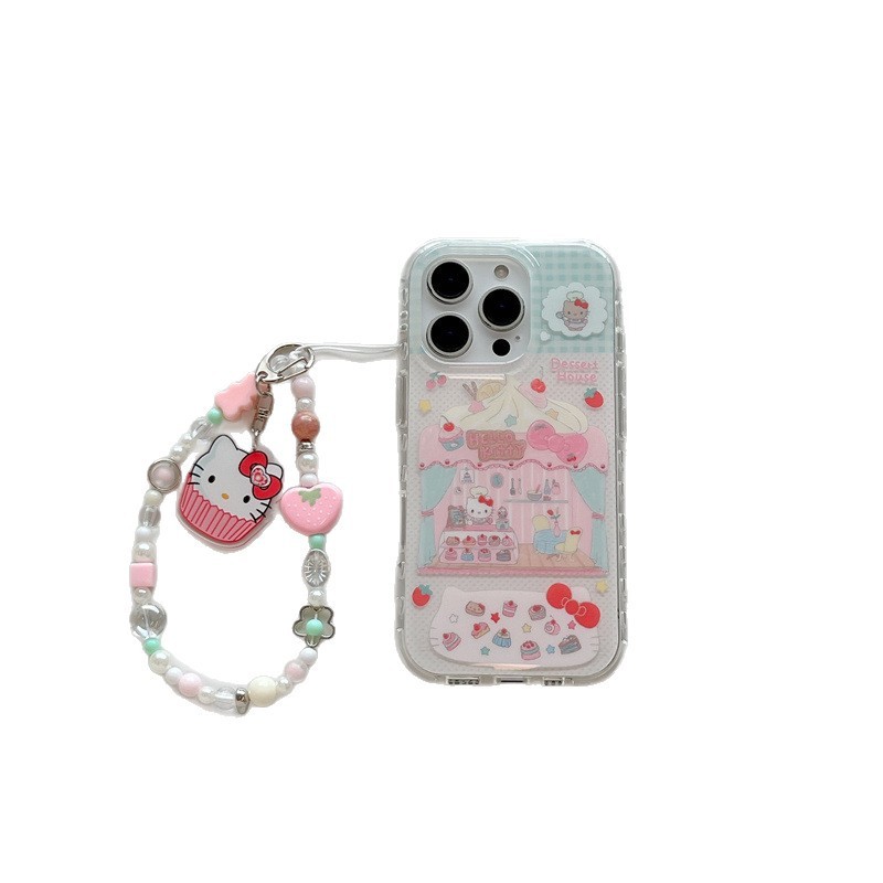 日韩格纹波点Kitty甜品屋适用iPhone17苹果16ProMax/15手机壳少女|undefined