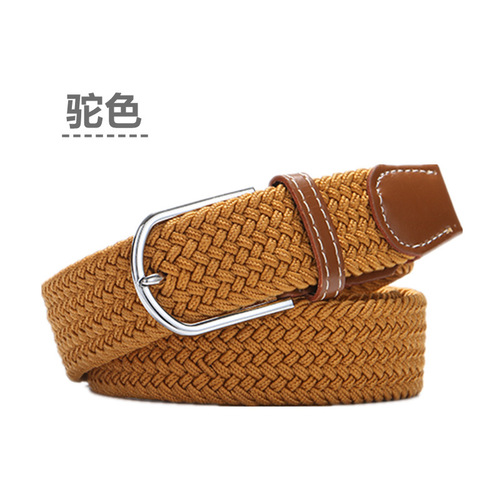 Extended Version Network Leisure Elastic Knitted Buckle Canvas Belt for Men and Women Student Elastic Belt