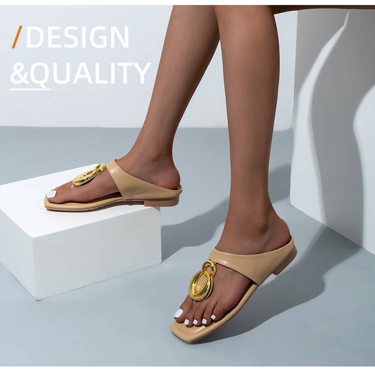 Women Flip Flops New Casual Flat Slippers Female Slides Versatile Square Head Hollow Ladies Sandals_voghion.com