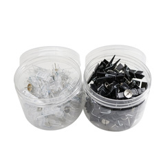 工場卸売50枚/筒透明ホワイトブラックプラスチッククリップ画鋲コルク木製ボード固定装飾画鋲