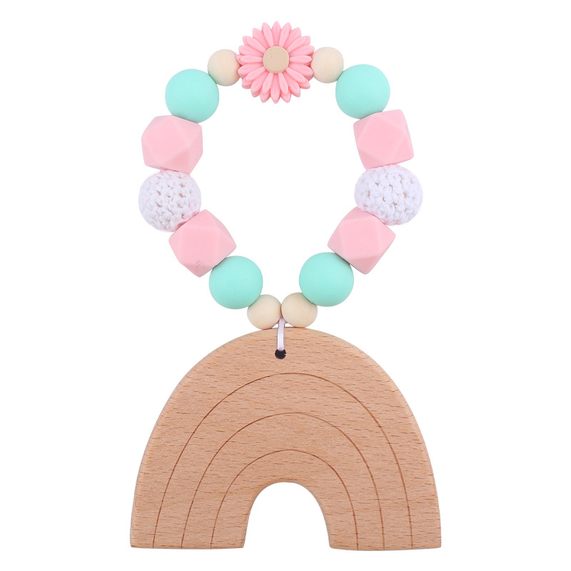 Nuevo bebé suministros dibujos animados Arco Iris haya mordedor creativo DIY bebé mordedura teether pulsera juguete