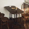 复古法式实木花边餐桌长方形中古餐厅咖啡桌家用甜品店餐桌