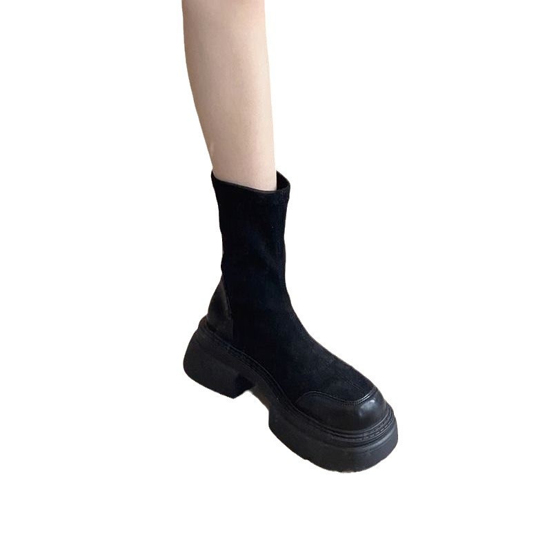 Zapatos de mujer de altura de suela gruesa 2026 otoño y invierno nuevos zapatos botas de camisa confortable botas Martin botas Chelsea con un pie