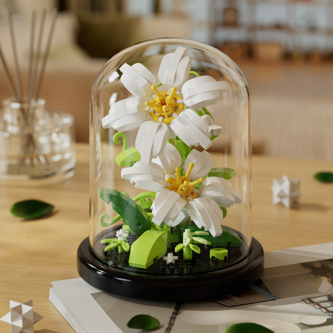 Caja de flores compatible con palabras clave de alta rosa bloques de construcción buquete de flores inmortales juguetes de ensamblaje ornamentos hechos a mano regalos de Año Nuevo