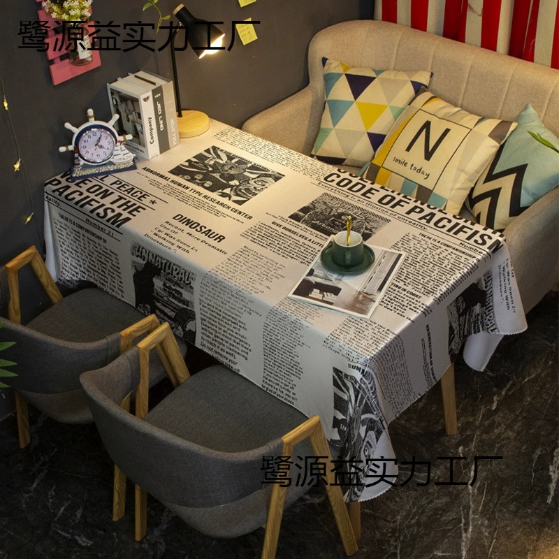 Модная простая ретро-газетная водонепроницаемая и маслостойкая скатерть без мытья, универсальная персонализированная утолщенная и грязеотталкивающая скатерть из полиуретана