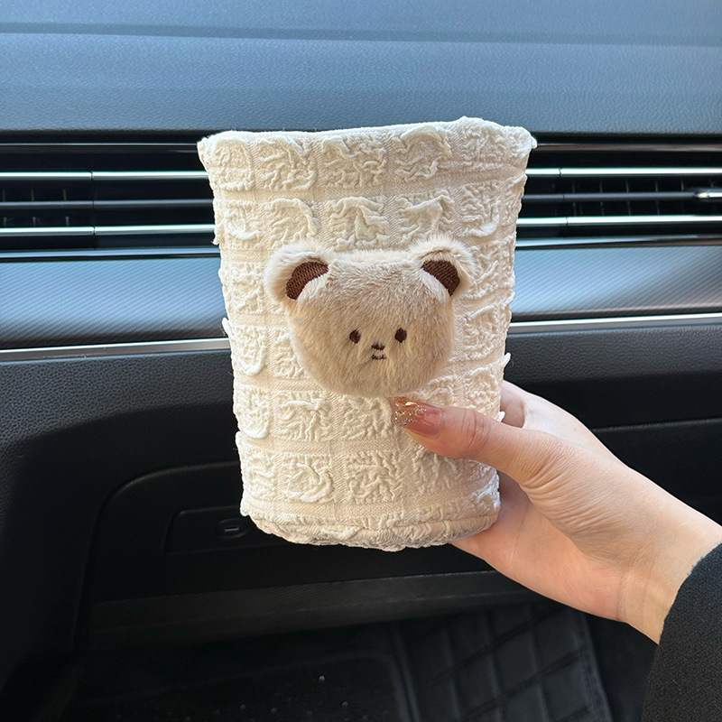 Cute cubo de basura de descarga frontal cubo de basura colgado para artículos interiores de automóviles decoración de almacenamiento cubo