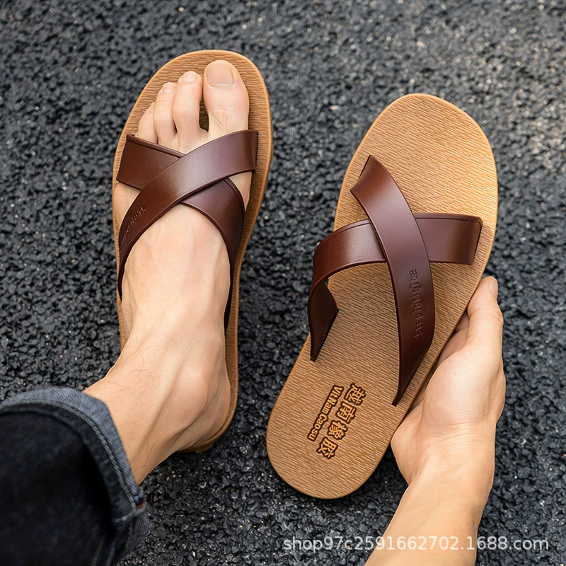 Тапочки мужские ностальгические классические вьетнамские резиновые твердые дно нескользящие и износостойкие огненные облака злых богов