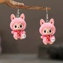 国境を越えてかわいいピンク人形2D平面アクリルイヤリング子供アクセサリー良い誕生日プレゼント