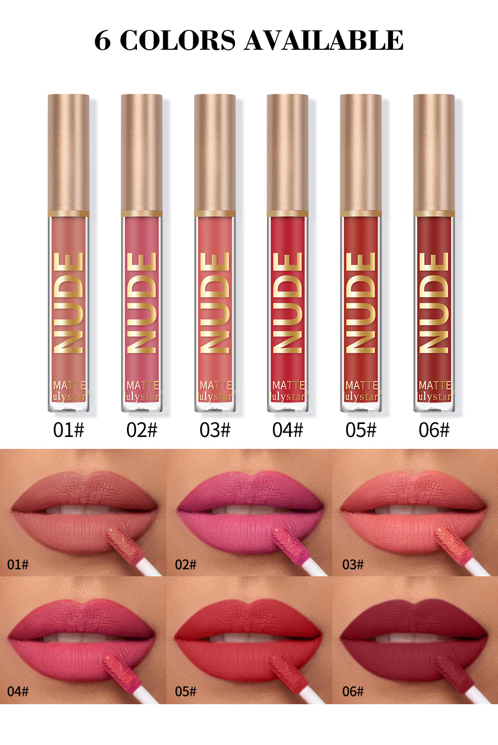 Luciu de buze mat catifelat Carina Makeup, care se estompează, tridimensional natural și de lungă durată, nu se lipește în cupă_voghion.com