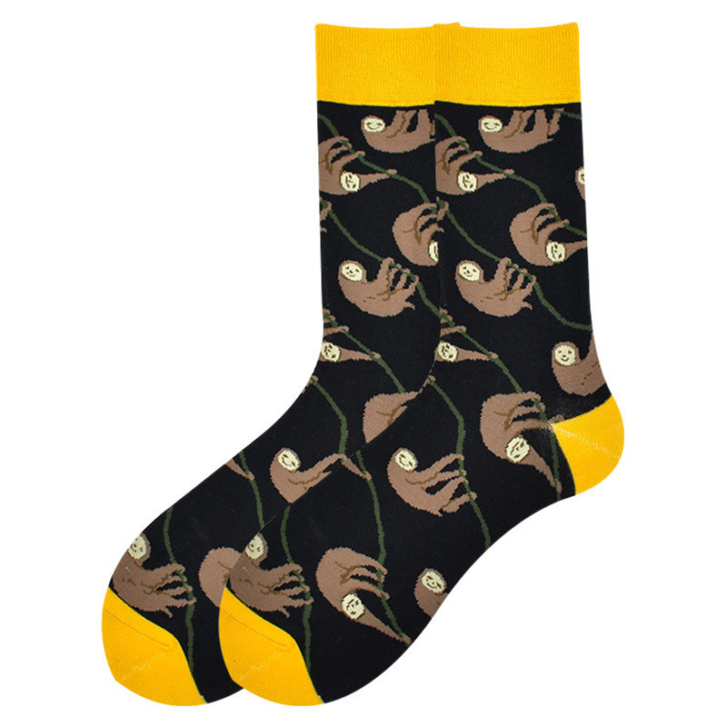 Popular Primavera, Otoño e Invierno moda media pantorrilla jacquard calcetines moda dibujos animados animal comida geométrica rayas fabricante