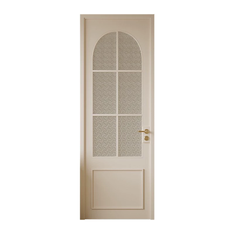 Cream style French retro swing door extremely narrow aluminum alloy bathroom door tempered glass door bathroom toilet door