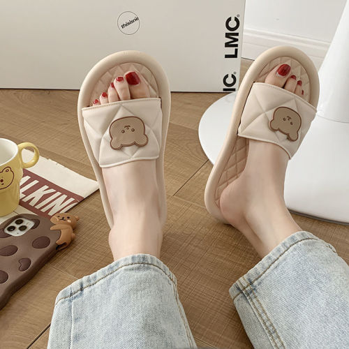Slippers for women summer ins cute cartoon girl heart student simple soft bottom bathing bathroom sandals indoor shoes for outdoor wear
