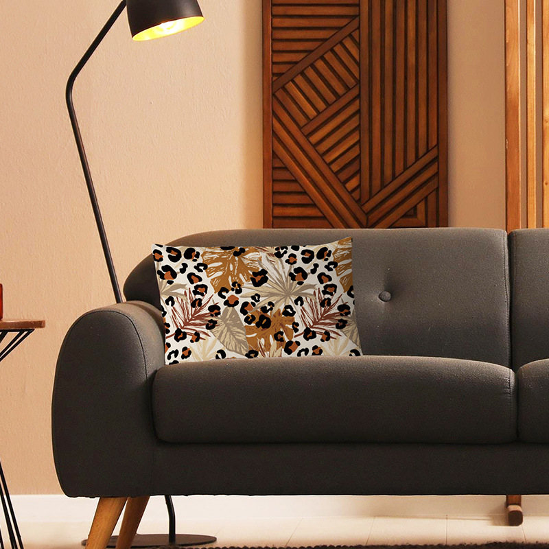 Cross-border super soft short plush plant turtle back leaf printing pillow waist pillowcase gift printing sofa cushion cover_voghion.com