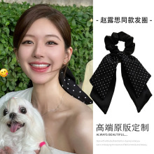 复古高级感皮质方巾大肠发圈女秋冬2024新款后脑勺发绳扎马尾头饰