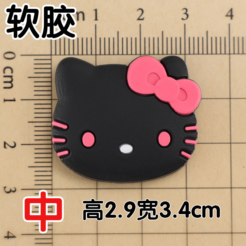 Soft glue: black peach medium bow tie cat 2.9x3.4cm