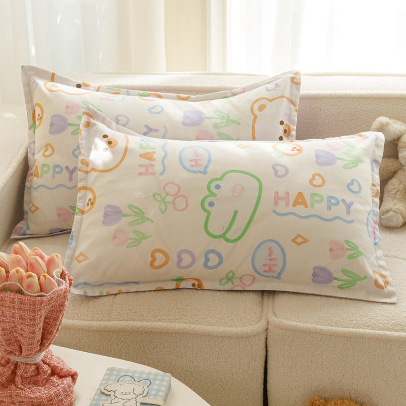 Funda de almohada absorbente de sudor simple Funda de almohada de algodón 48x74cm Couple adulto en casa Funda de almohada de dormitorio de estudiante individual