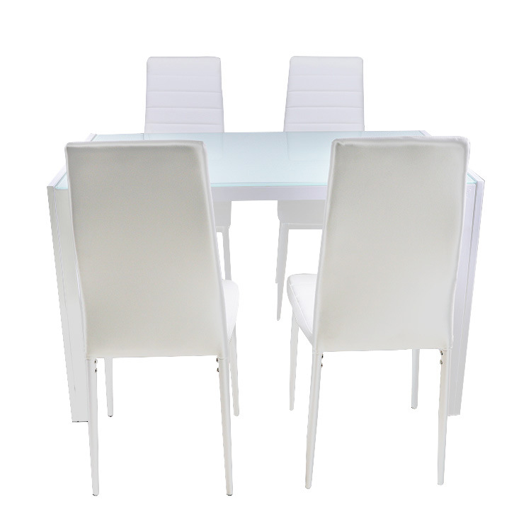 Mesa de comedor de vidrio temperado de lujo crema mesa de comedor casera simple mesa de negociación mesa de comedor de vidrio