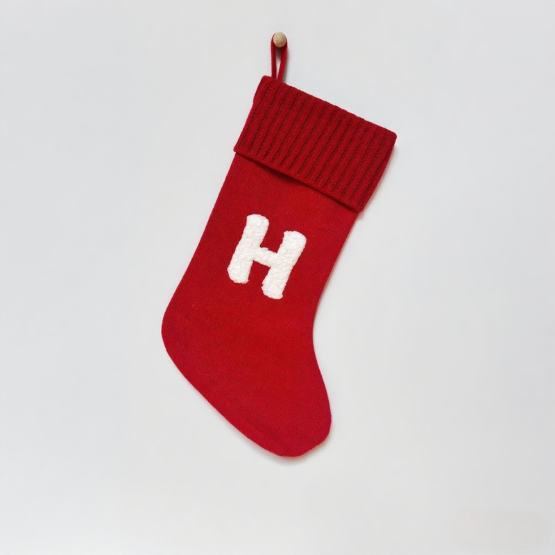 新しい赤いクリスマス装飾ニットレターソックスクリスマスソックスクリスマスツリーペンダント装飾クリスマスソックス|undefined