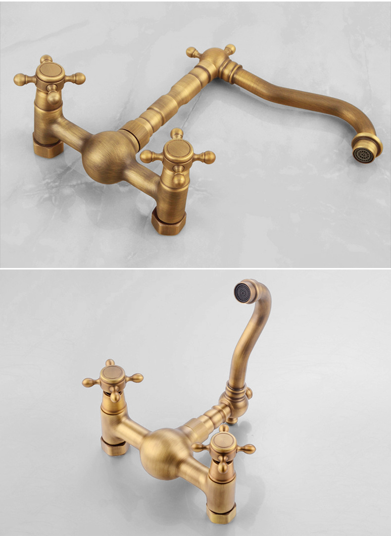 All-copper black European-style bathtub, hot and cold water faucets, bathroom hardware, built-in wall, balcony, 360-degree rotating faucet undefined