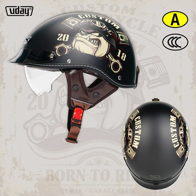 half helmet, all-season safety helmet, Motosiklet kaskı (dəbilqə) - vq-3-autumn-mountain-battle-m-52-54cm-transparent-black-tea-lens