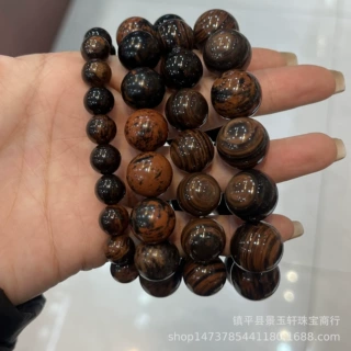 新品黑曜石之红耀石手串水晶宝石手链黑曜石手链直播外贸爆款货源