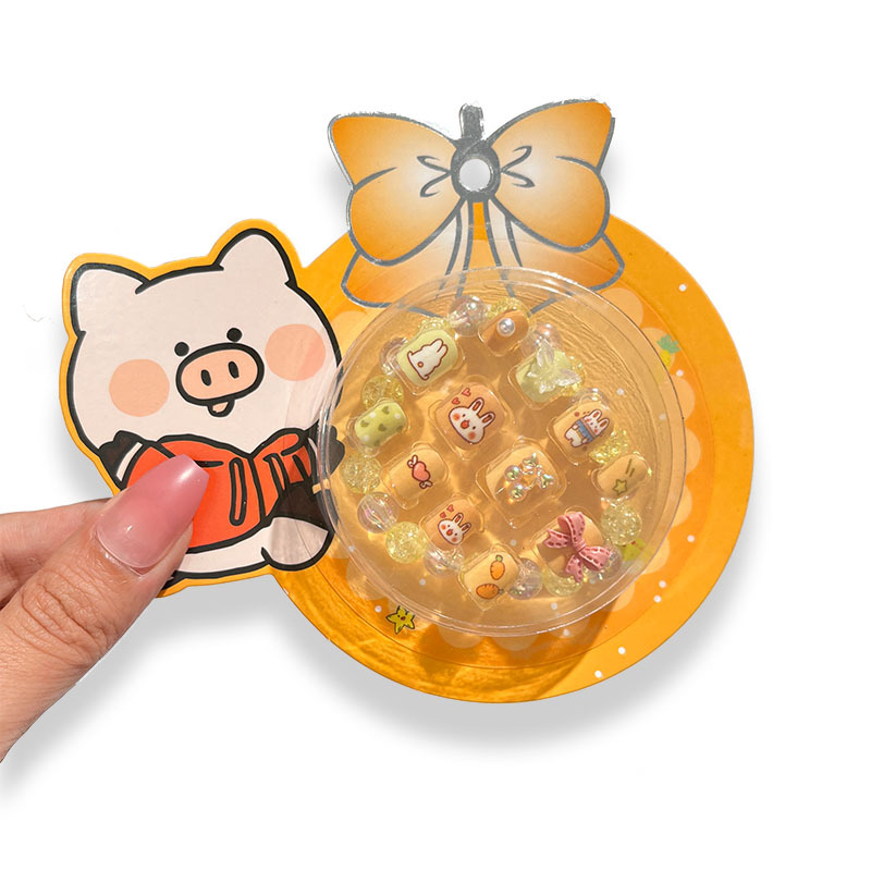 Pegatinas de uñas para niños con pulsera de cuentas parche de uñas falso bebé autoadhesivo estilo ins pegatinas de uñas de dibujos animados