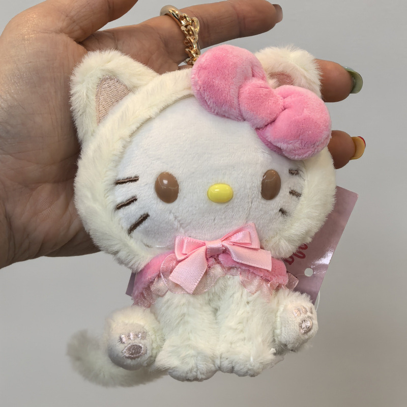 黑色草帽kitty帽宝宝挂件爱心扣公仔玩偶可爱赫本风挂饰钥匙扣|undefined