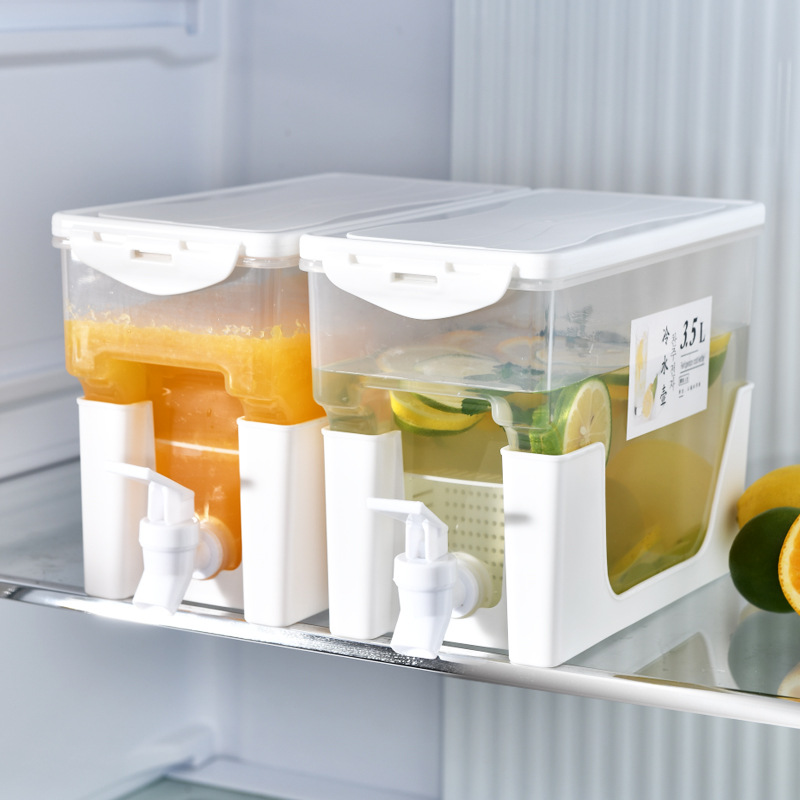 Botella de agua fría con grifo y base refrigerador fruta tetera verano hogar limón botella de agua hervidor agua fría cubo de agua helada