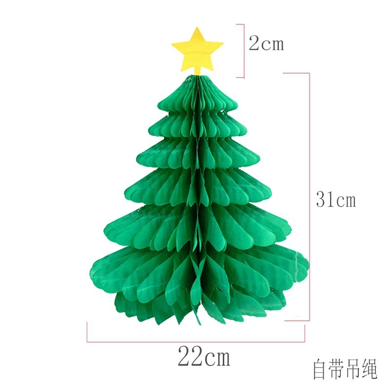 クリスマス創意美陳装飾ハニカム紙ストラップ松樹紅帽置物スパイラル店学校配置|undefined