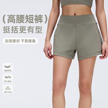 跨境美版 女夏季健身运动短裤高腰显瘦裤宽松休闲透气速干跑步裤D