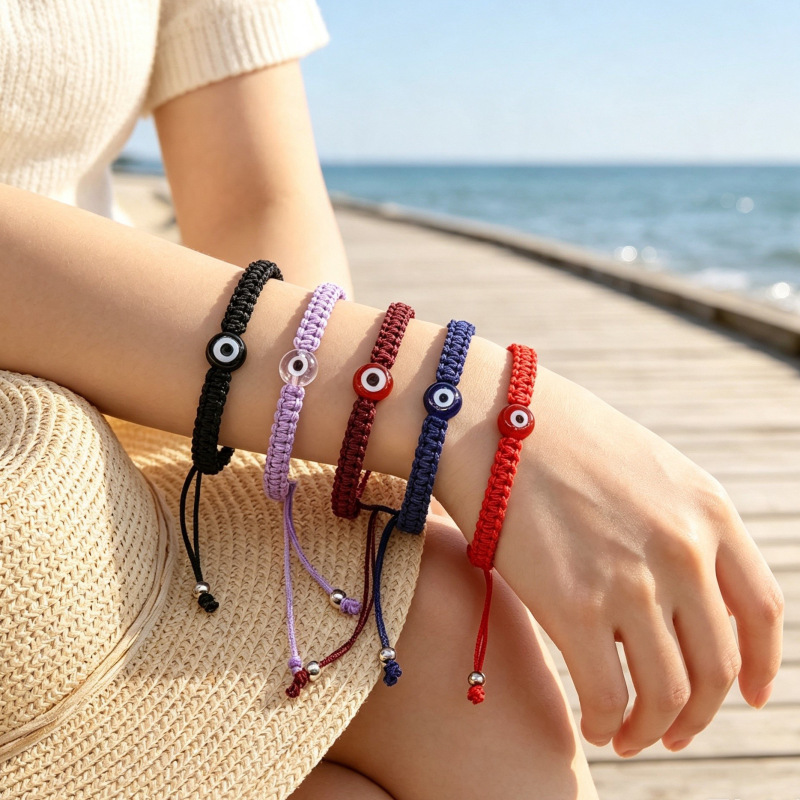 European and American cross-border bestseller retro evil eye woven adjustable bracelet, niche and unique style for men and women couples