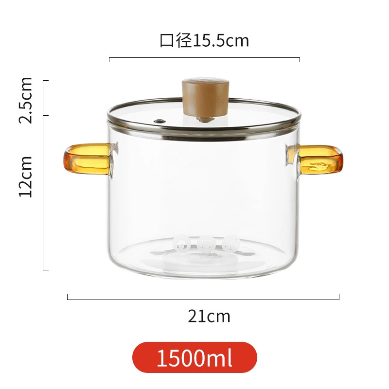 Стеклянная кастрюля-для тушения с высоким borosilicate стекла, прозрачная кастрюля для приготовления пищи, газ, огонь, высокая температура, маленькие горшочки, мини-кастрюля для супа