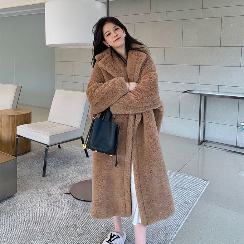 Trendy and Fashionable Faux Wool Coat, Unique New Style, Mid-Length Faux Leather Coat, Teddy Bear Coat, Trendy