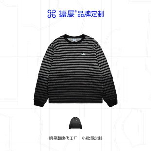 Jie Zhan Customization | Heavyweight Gradient Spray-Painted Striped Long-Sleeve Men's T-Shirt with a Variety of Styles and Design Options for Customization.